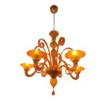 Contemporary Translucent Orange Murano Glass Chandelier