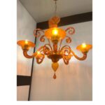 Contemporary Translucent Orange Murano Glass Chandelier - Image 4