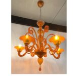 Contemporary Translucent Orange Murano Glass Chandelier - Image 6