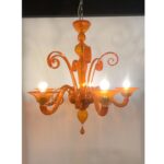 Contemporary Translucent Orange Murano Glass Chandelier - Image 5