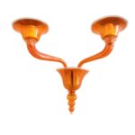 Contemporary Translucent Orange Murano Glass Wall Sconce in Deco’ Style
