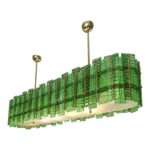 Green Contemporary Modern Italian "Tropical" Murano Glass Gold Chandelier by Simoeng