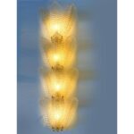 Huge Scenographic "VENETIAN" Wall Sconce in Amber Graniglia Leaves Murano Glass - Image 3