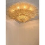 Imperial Luxury Venetian Amber ” Leaves Graniglia” Murano Glass Flush Mount - Image 3