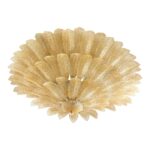 Imperial Luxury Venetian Amber ” Leaves Graniglia” Murano Glass Flush Mount