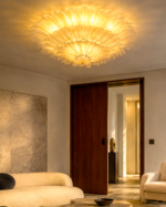 Imperial Luxury Venetian Amber ” Leaves Graniglia” Murano Glass Flush Mount - Image 6