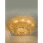 Imperial Luxury Venetian Amber ” Leaves Graniglia” Murano Glass Flush Mount - Image 2