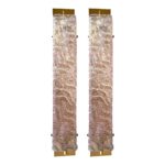 Luxury Gold Wall Sconces With Pink-Ametista "Graniglia" Murano Glass --Set of Two