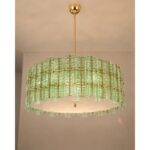 Contemporary Modern Italian Green“Tropical” Murano Glass Gold Round Chandelier by Simoeng - Image 2
