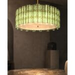 Contemporary Modern Italian Green“Tropical” Murano Glass Gold Round Chandelier by Simoeng - Image 4