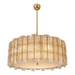 Contemporary Modern Italian “Tropical” Murano Glass Gold Round Chandelier by Simoeng