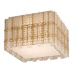 Contemporary Modern Italian “Tropical” Murano Glass Square Flush Mount by Simoeng