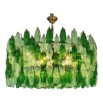 Oversized Contemporary Murano Glass Poliedro Chandelier in Burnished Venini Style by Simoeng