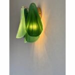 Pair of Contemporary Modern Sanded Green Light and Dark “Rondini” Murano Wall Sconces - Image 6