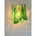 Pair of Contemporary Modern Sanded Green Light and Dark “Rondini” Murano Wall Sconces - Image 5