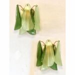 Pair of Contemporary Modern Sanded Green Light and Dark “Rondini” Murano Wall Sconces - Image 2