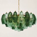 Poliedro Murano Glass Green Chandelier With Gold Metal Frame From Simoeng - Image 2